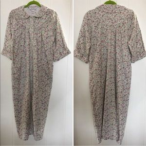 Floral Flannel Snap Front Housecoat Duster Robe
